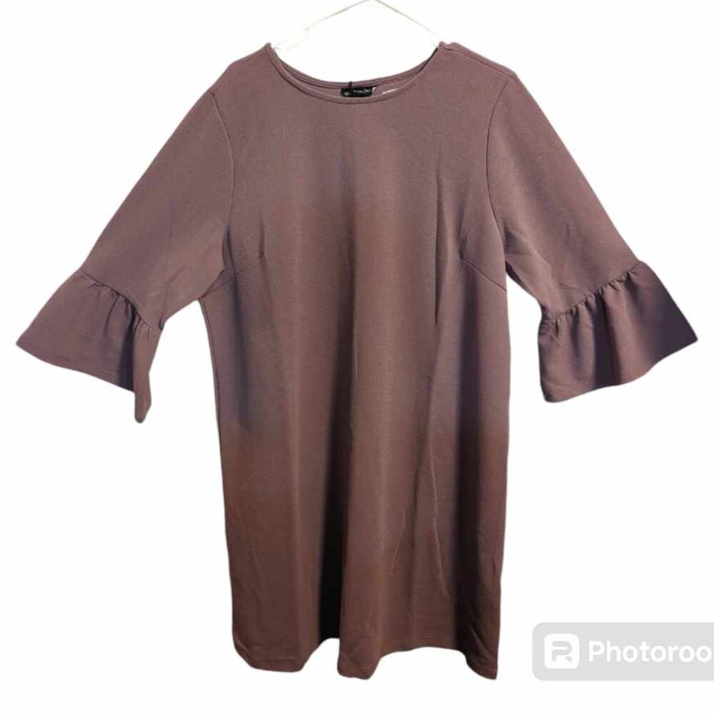 ALISON ANDREWS womens dress mini midi 3/4 sleeves 2X purple gray w-150